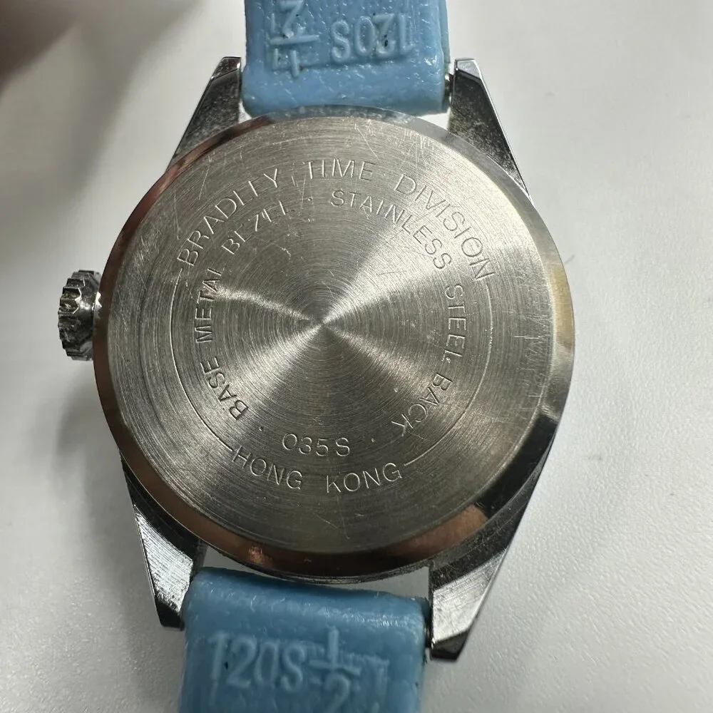 Vintage Bradley Care Bears Watch Kids Silver Tone Blue Leather Band Manual Wind